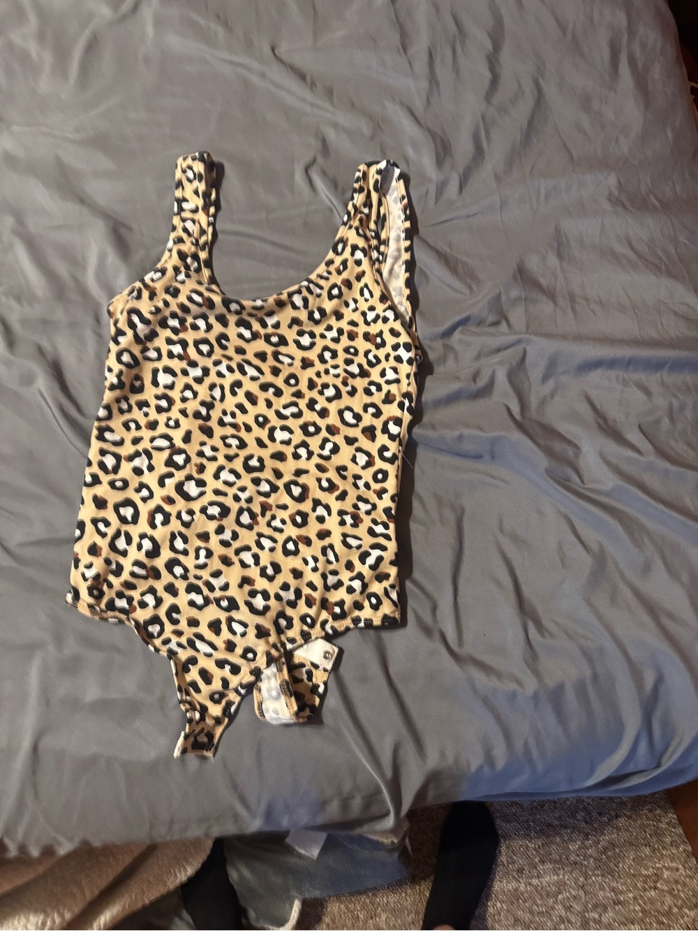 Kids Leopard Print One-Piece Swimsuit - Beige/Black
